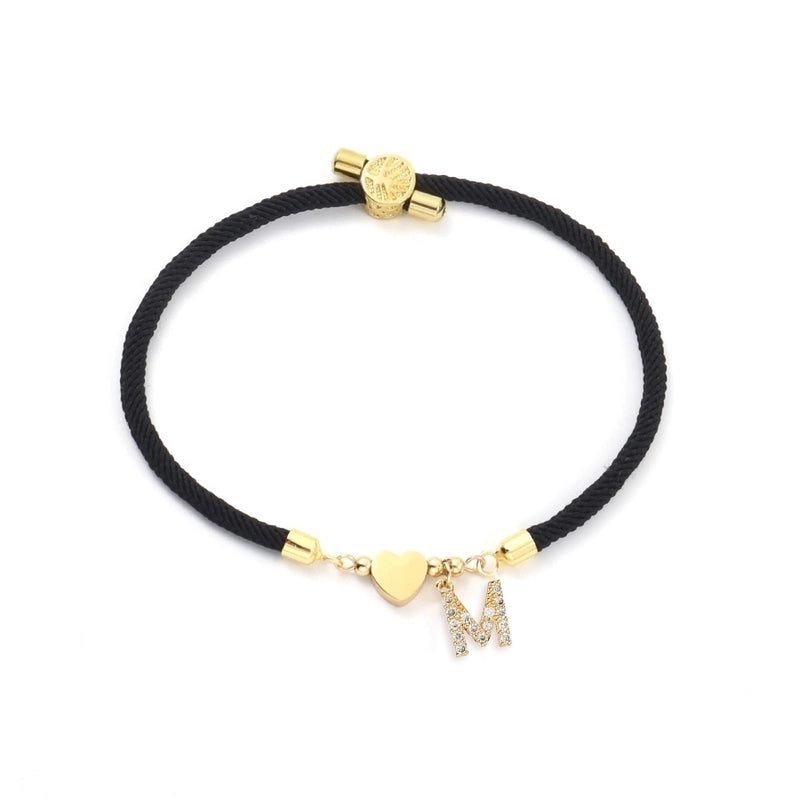 Minimalist Classic Style Letter 304 Stainless Steel Nylon Copper Zircon Bracelets In Bulk