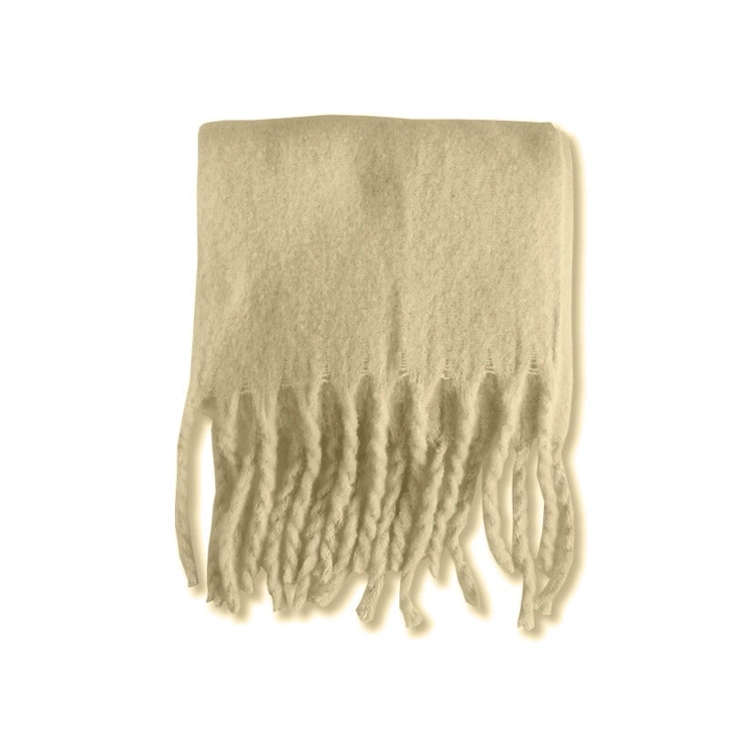 320G 20-Color Thickened Cashmere-like Solid Color Tassel Scarf Women's Winter Atmosphere Scarf Plus Size Soft Shawl