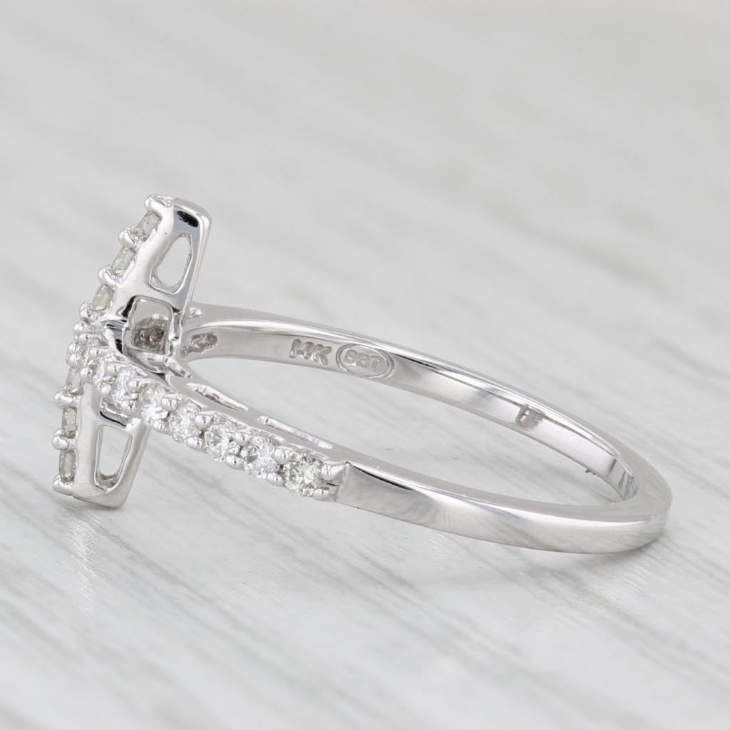 New 0.25ctw Diamond Cross Ring 14k White Gold Size 6.25