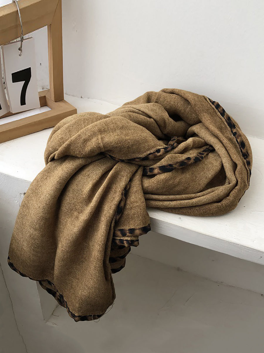 Women Vintage Pure Color Cotton Shawl Scarf