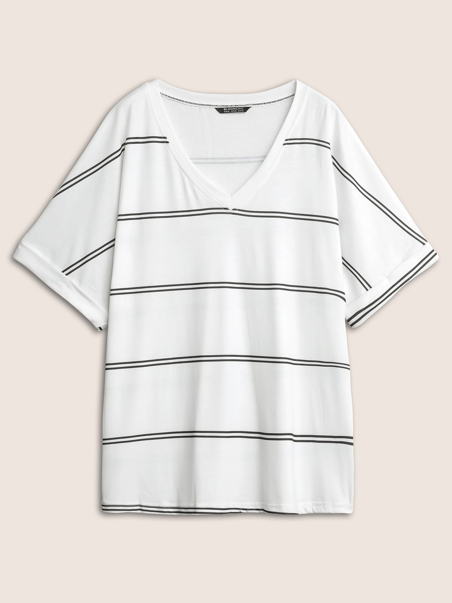 Striped Contrast Dolman Sleeve T-shirt