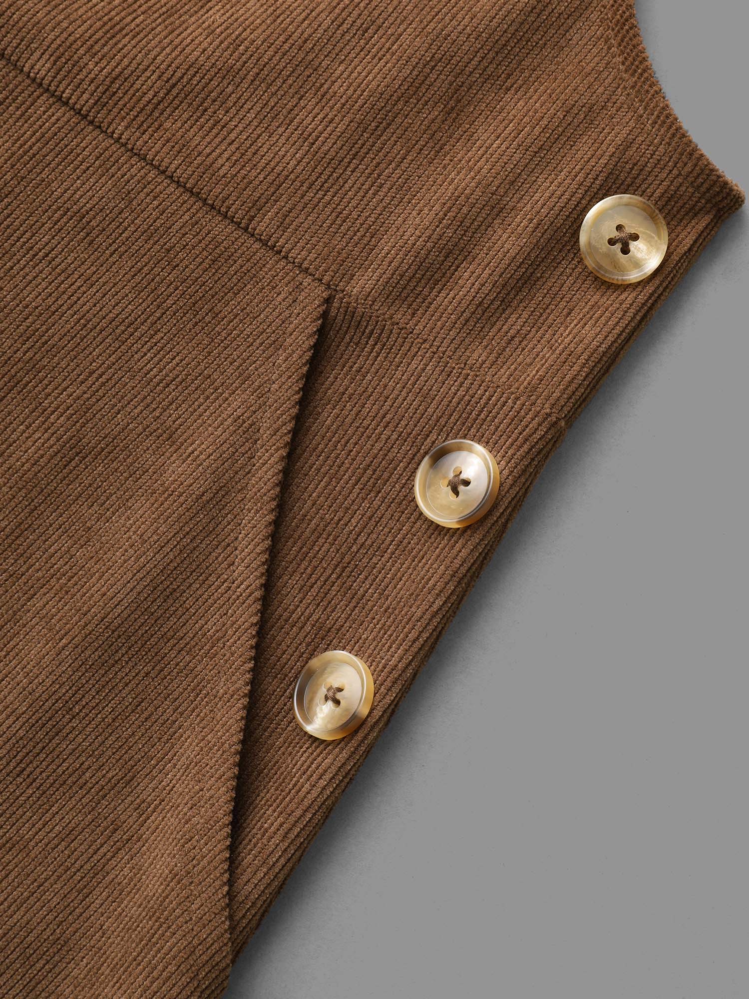 Corduroy Patched Pocket Button Detail Dress