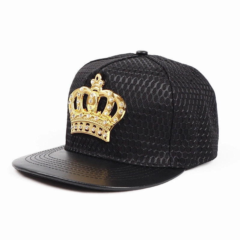 Unisex Retro Plaid Crown Rhinestone Baseball Cap
