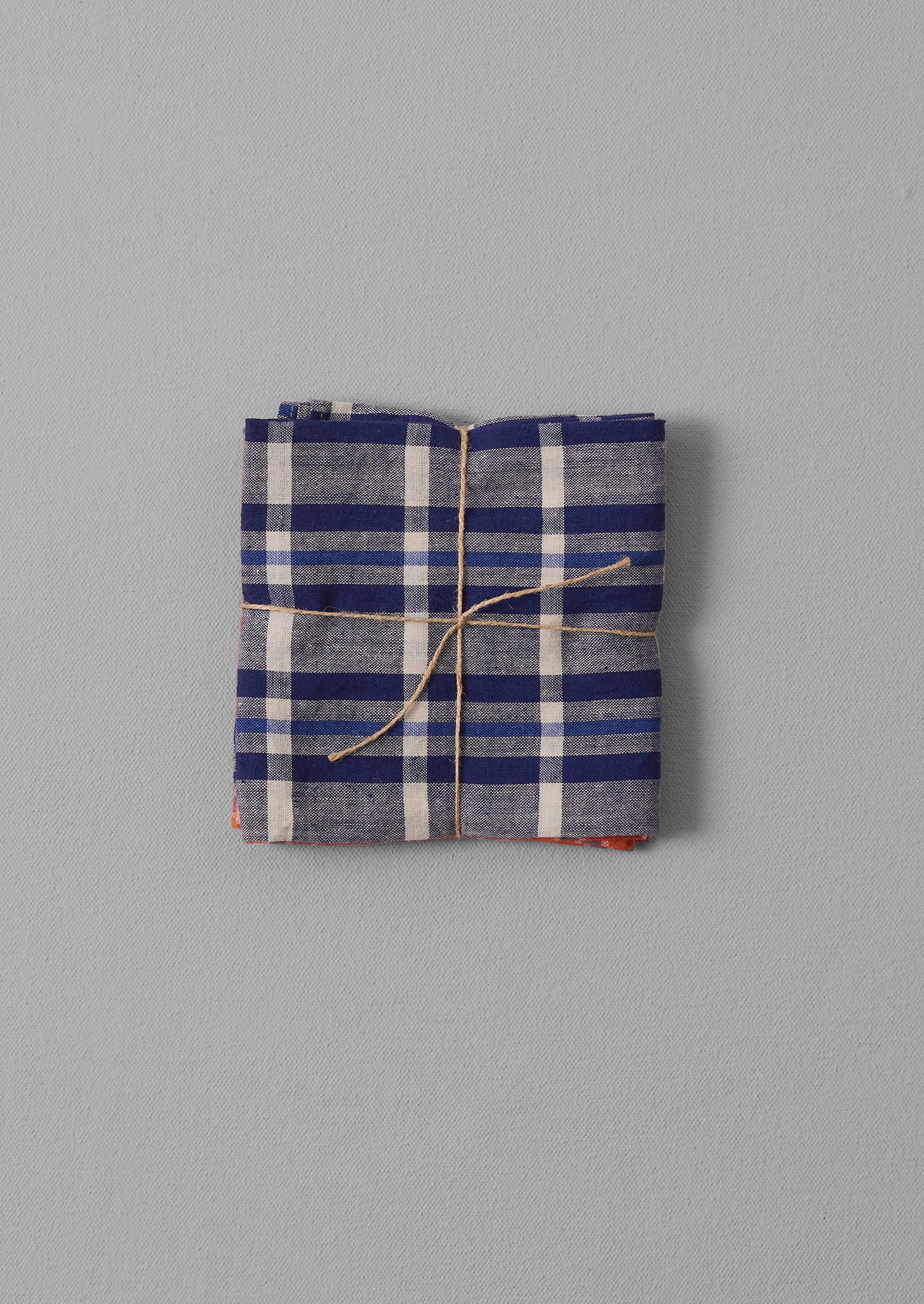 Hand Woven Check Napkin Set | Tangerine/Cobalt