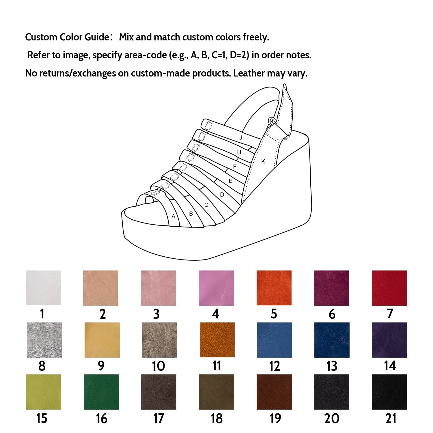 Handmade High Heel Gladiator Sandals Peep Toe 90mm Wedges in Black/Green/Rainbow