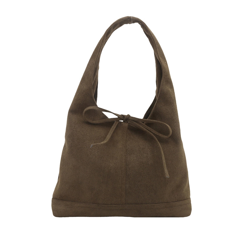 Women's Medium Pu Leather Frosted Solid Color Bow Knot Basic Classic Style Bucket Magnetic Buckle Shoulder Bag