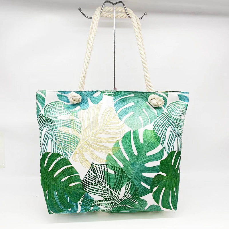 Women's Large Canvas Floral Elegant Streetwear Square Zipper Shoulder Bag