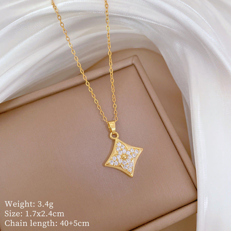 Copper Micro-Inlaid Necklace For Women Copper Micro-Inlaid Real Gold Electroplating Simple Ins Exquisite Clavicle Chain Neck Chain