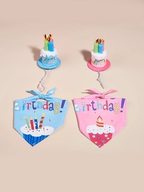 Cute Polyester Birthday Cartoon Letter Pet Scarf Pet Tire