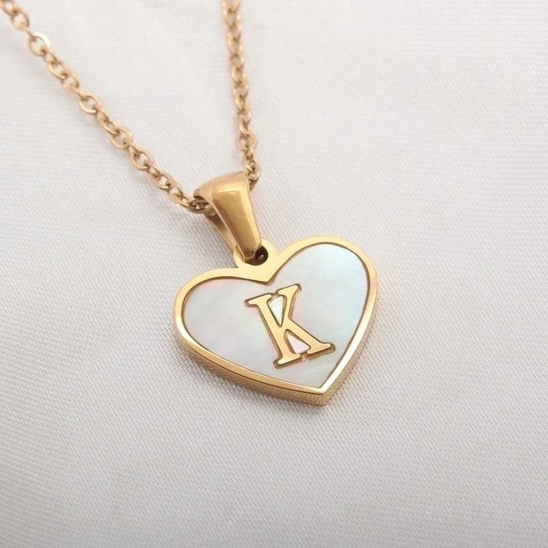 Casual Letter 304 Stainless Steel Shell Shell 18K Gold Plated Plating Inlay Pendant Necklace
