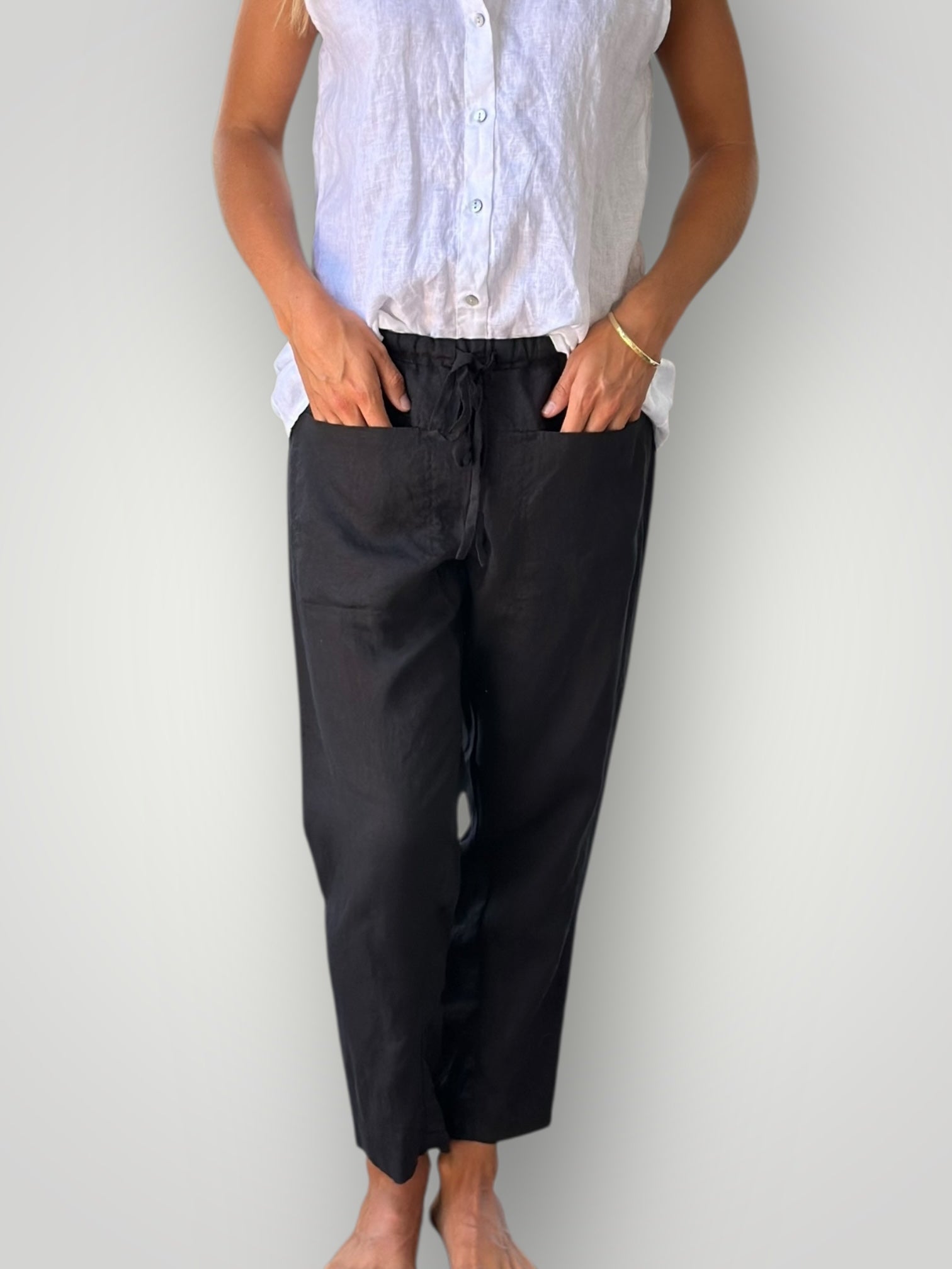 jessie pant-black linen