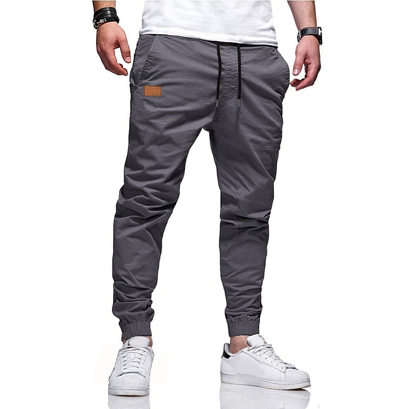 Men's Cargo Pants Joggers Drawstring Elastic Waist Elastic Cuff Plain Sports Outdoor Running