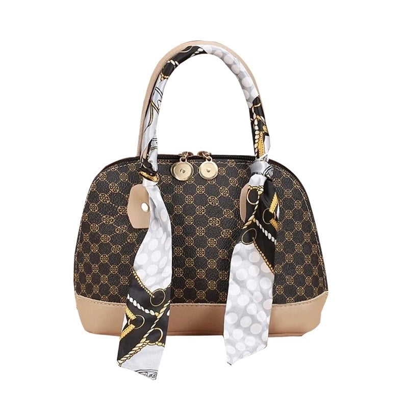 Women's Small All Seasons Pu Leather Printing Fashion Ribbon Square Zipper Dome Bag
