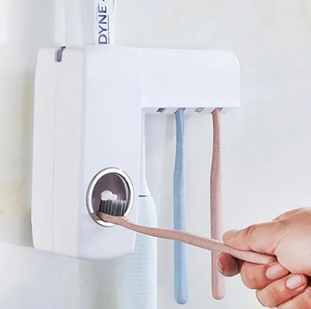 Toothpaste Dispenser & Toothbrush Holder