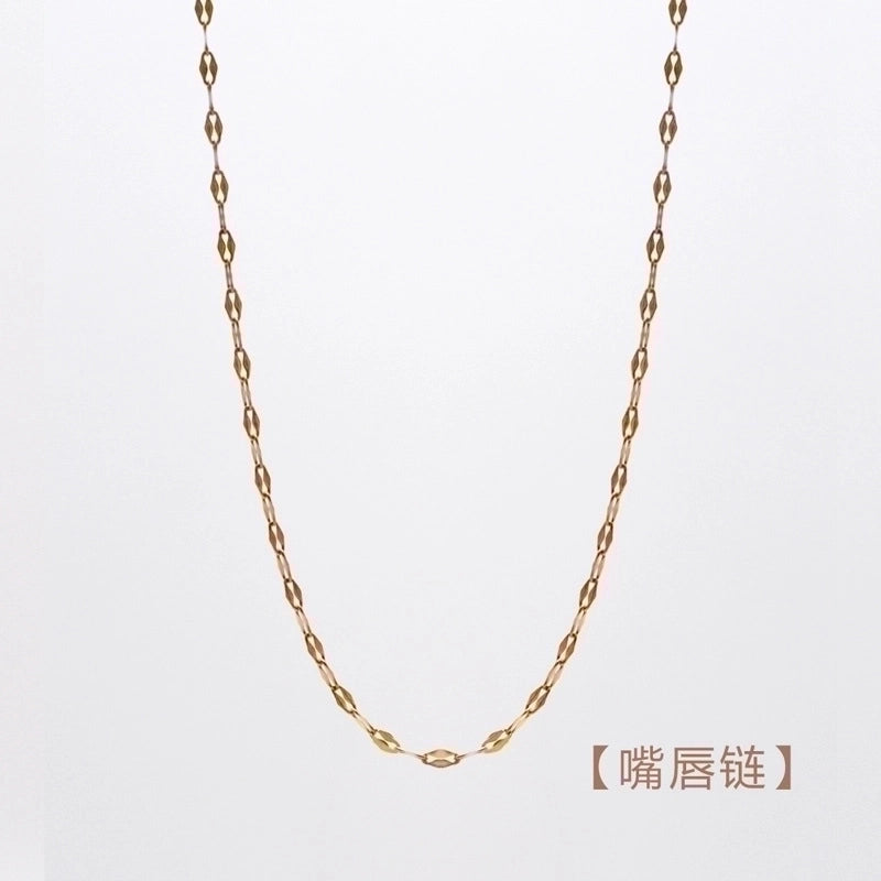 Fashion Round Titanium Steel 18K Gold Plated Inlaid Gold Necklace