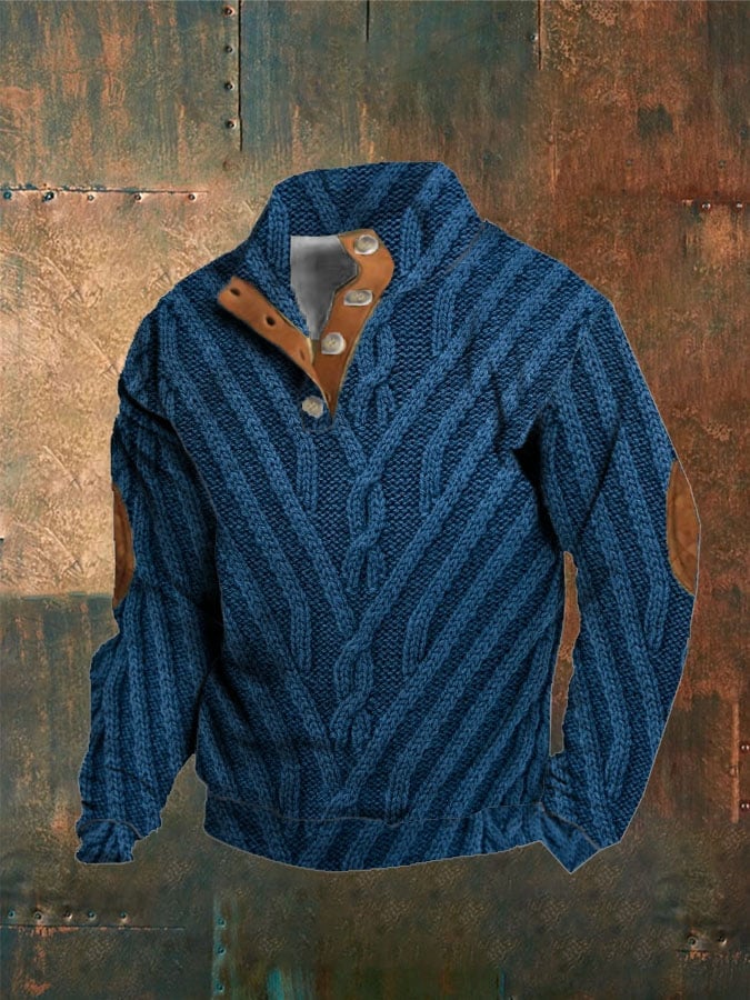 Men'S Casual Printed Buttons Casual Sweatshirt