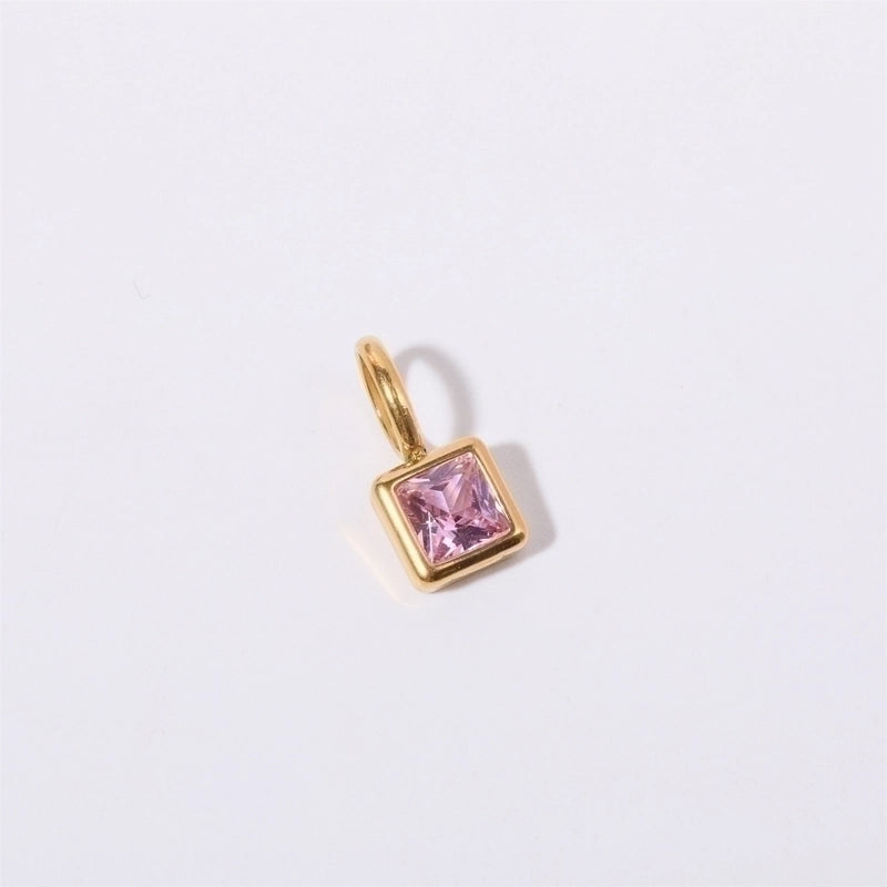 201 Stainless Steel 304 Stainless Steel Glass Minimalist Diamond Geometric Square Pendant Necklace