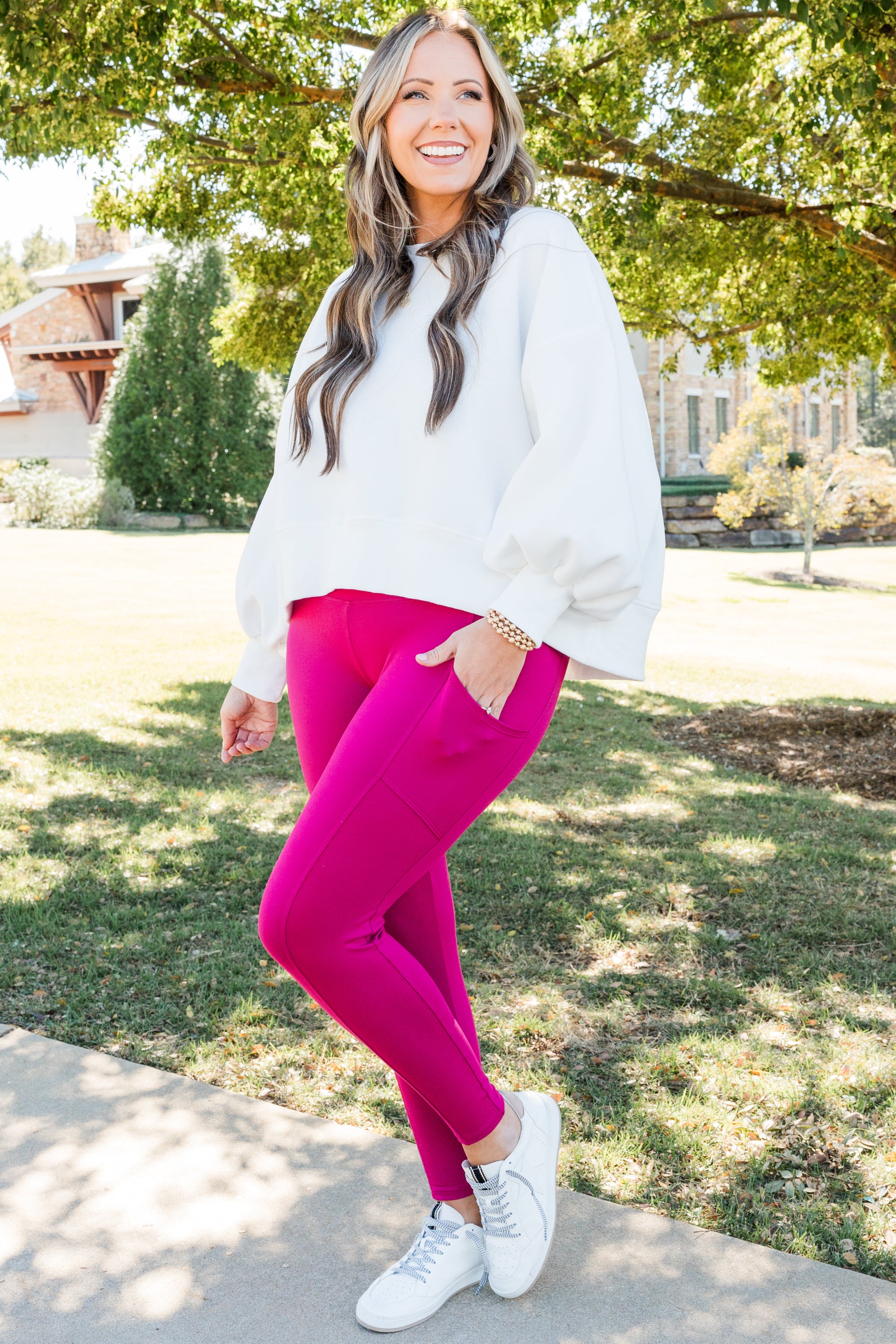 Bouncing Around Leggings. Magenta