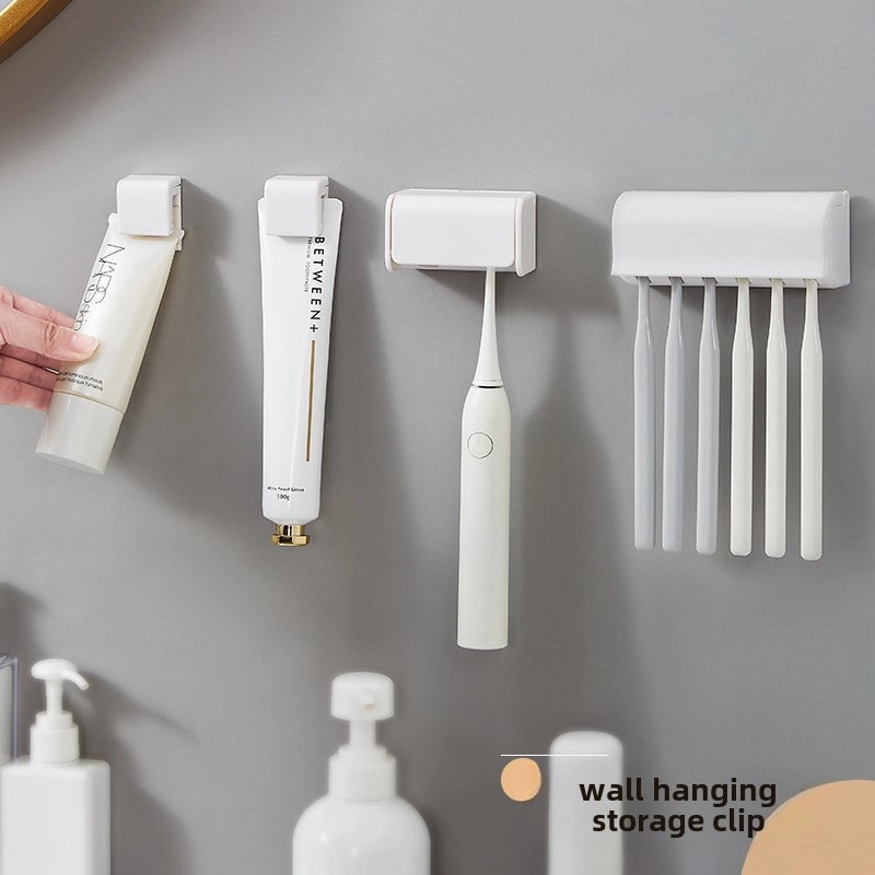Wall-mounted Toothbrush Holder Storage Rack Punch-free Toilet Toothbrush Storage Rack Simple Wall-mounted Toothpaste Holder