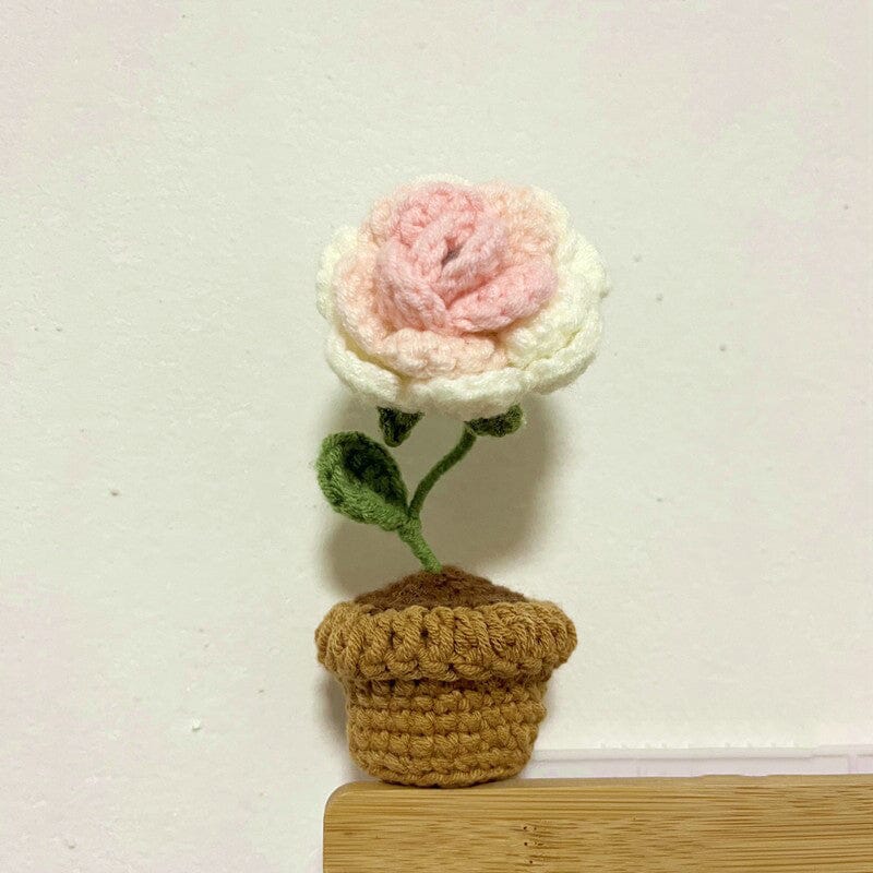 Handmade knitted flowers