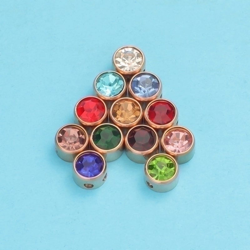 Stainless Steel 18K Gold Plated Rose Gold Plated IG Style Plating Inlay Round Birthstone Pendant Necklace