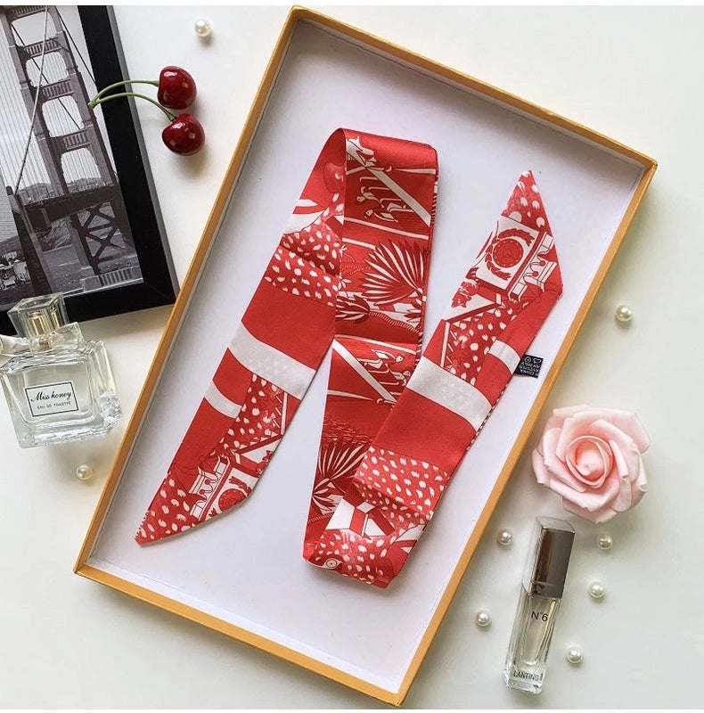 Women's Minimalist Flower Satin Printing Silk Scarf