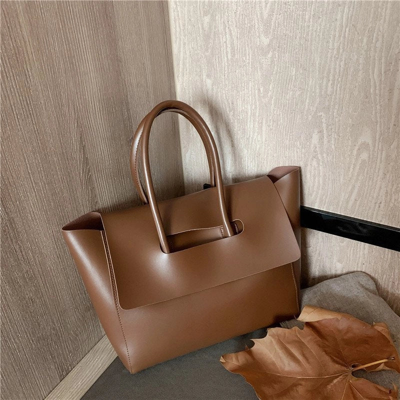 Women's Medium Pu Leather Solid Color Vintage Style Classic Style Square Flip Cover Tote Bag