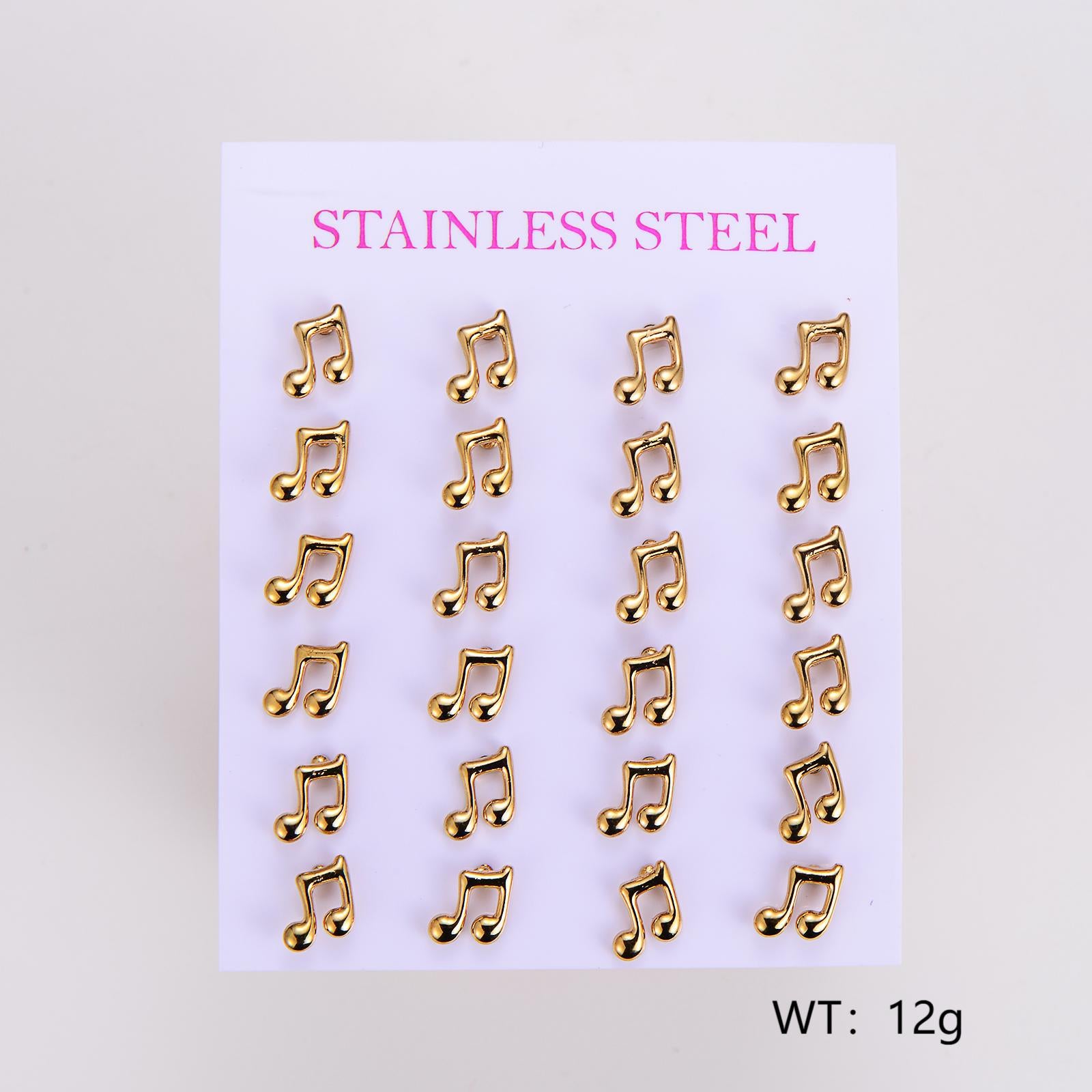 Aml Stainless Steel Musical Note Flower Earrings Niche Simple Irregular Earrings Small Female