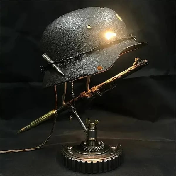 Combat Helmet Light Up Home Decor Table Lamp