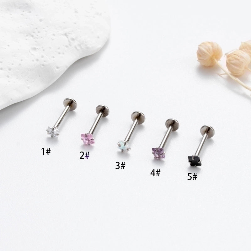 1 Piece Ear Cartilage Rings & Studs Korean Style Square 316L Stainless Steel  Plating Inlay Zircon