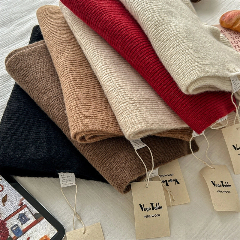 Women's Basic Solid Color Wol Knitted Scarf