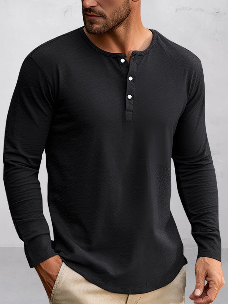 Simple 100% Cotton Henley Shirt