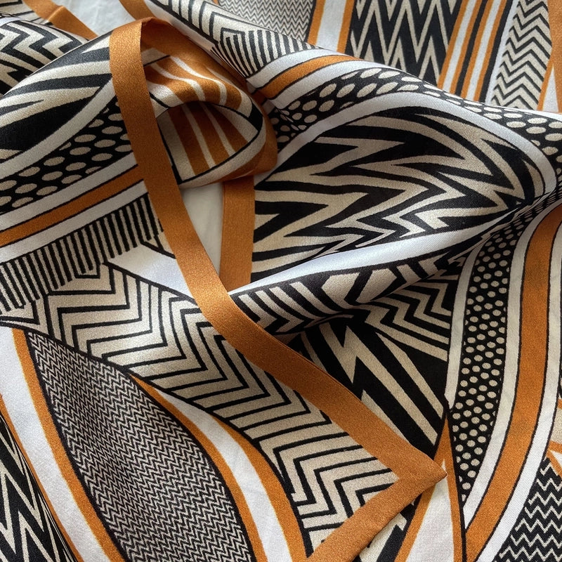 Women's Basic Classic Style Color Block Silk Printing Silk Scarf