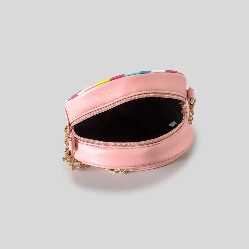 Women's Small Pu Leather Lollipop Cute Round Zipper Crossbody Bag