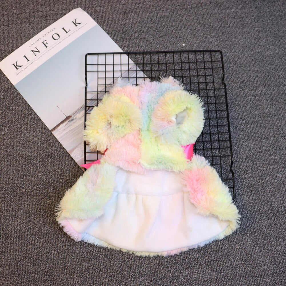 Printed Fleece Bowknot Puppy Coat