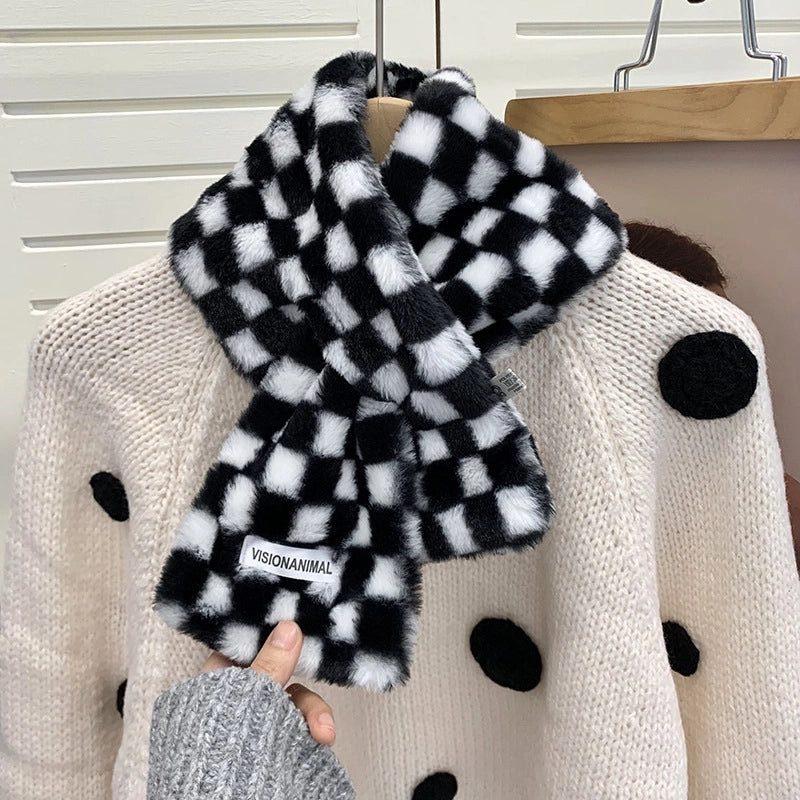 Women's Sweet Solid Color Plush Scarf
