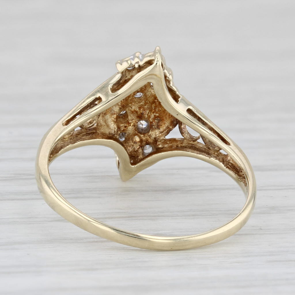 Diamond Clusters Bypass Ring 10k Yellow Gold Size 6.5
