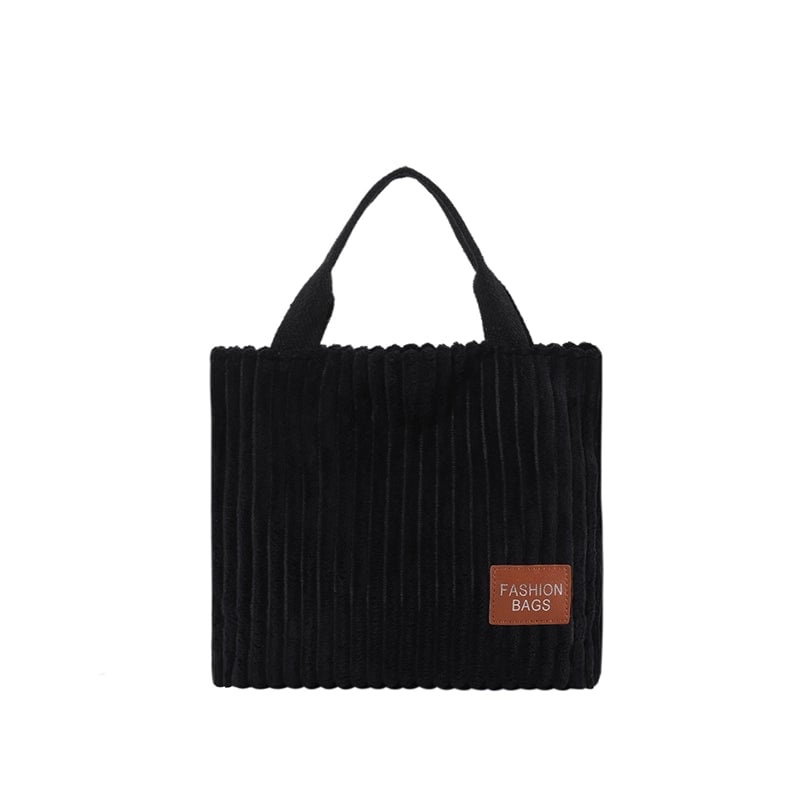 Women's Corduroy Stripe Solid Color Classic Style Magnetic Buckle Underarm Bag