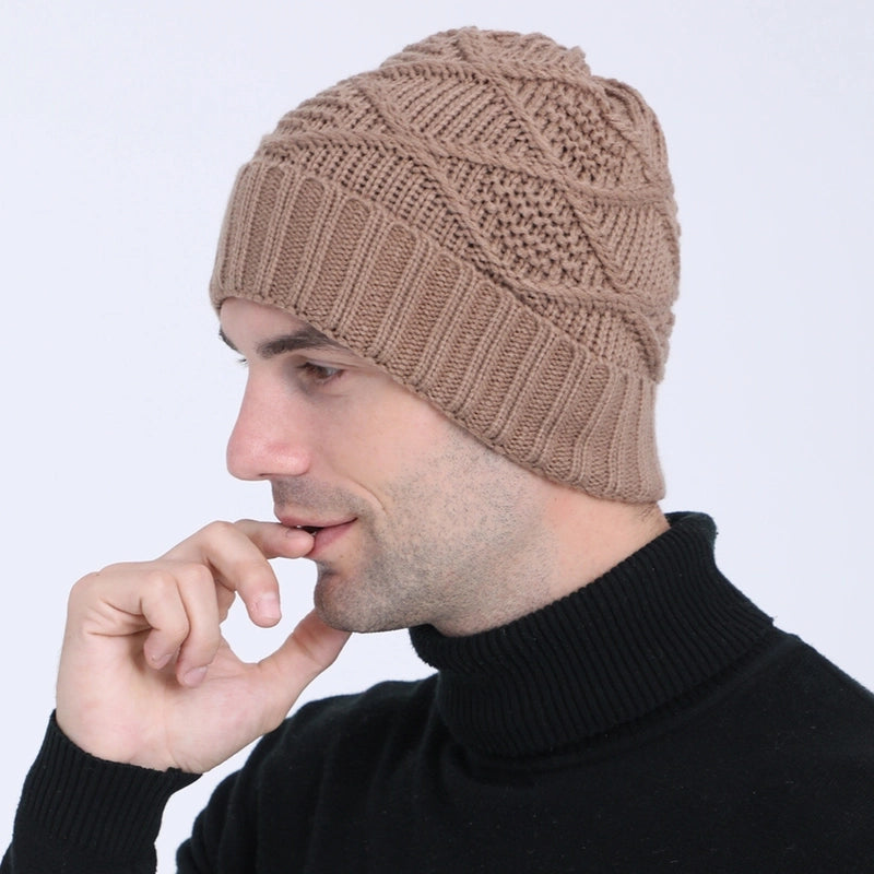 Unisex Basic Solid Color Argyle Eaveless Wool Cap