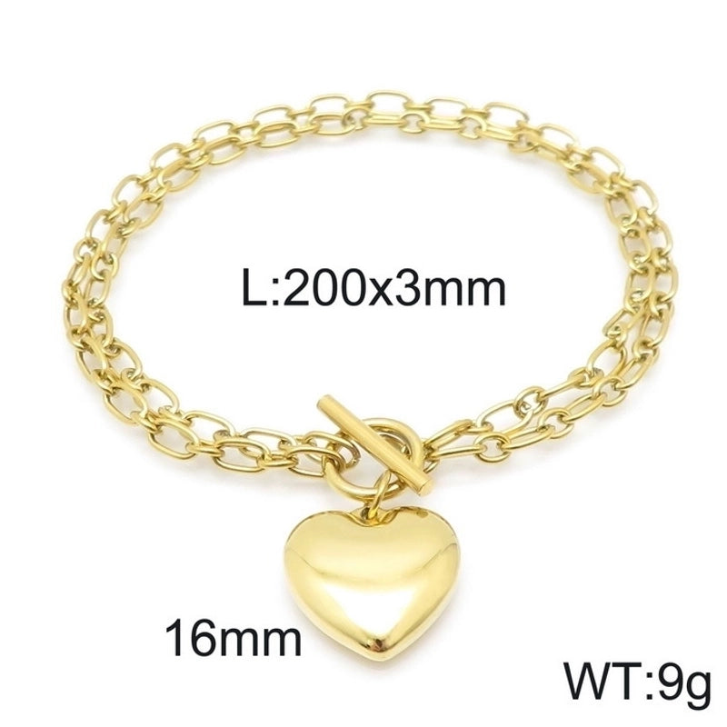 Titanium Steel 18K Gold Plated Fashion Heart