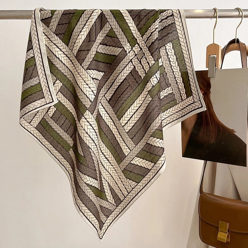 Women's Minimalist Color Block Stripe Polyester Silk Scarf
