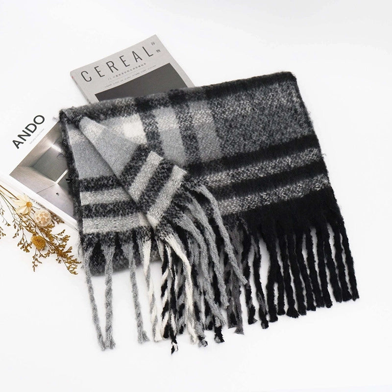 Women's Minimalist Classic Style Color Block Imitation Cashmere Woven Scarf