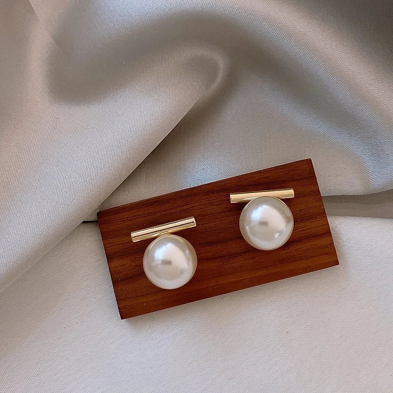 1 Pair Retro French Style IG Style Geometric Inlay Alloy Titanium Steel Artificial Pearls Zircon Drop Earrings Earrings Ear Studs