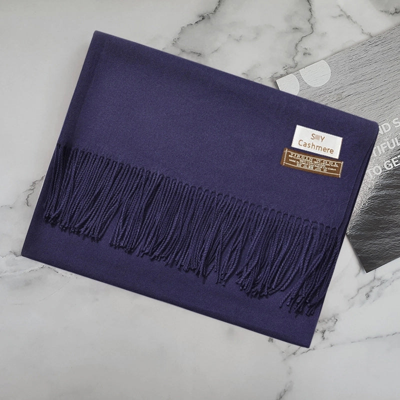 Big Red Scarf Thickened Cashmere Scarf Solid Color Women's Winter Explosions Cashmere Scarf Women's Wool Shawl