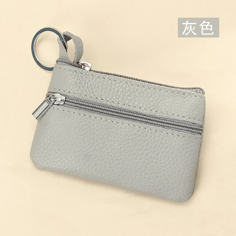 Women'S Solid Color Leather Coffee Royal Blue Apricot Zipper Wallets