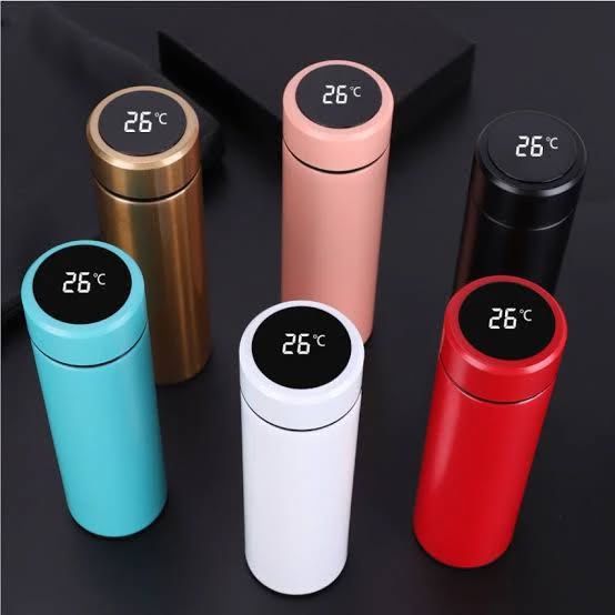 Smart Stainless Steel Water Bottle with LED Temperature Display - 500ml
