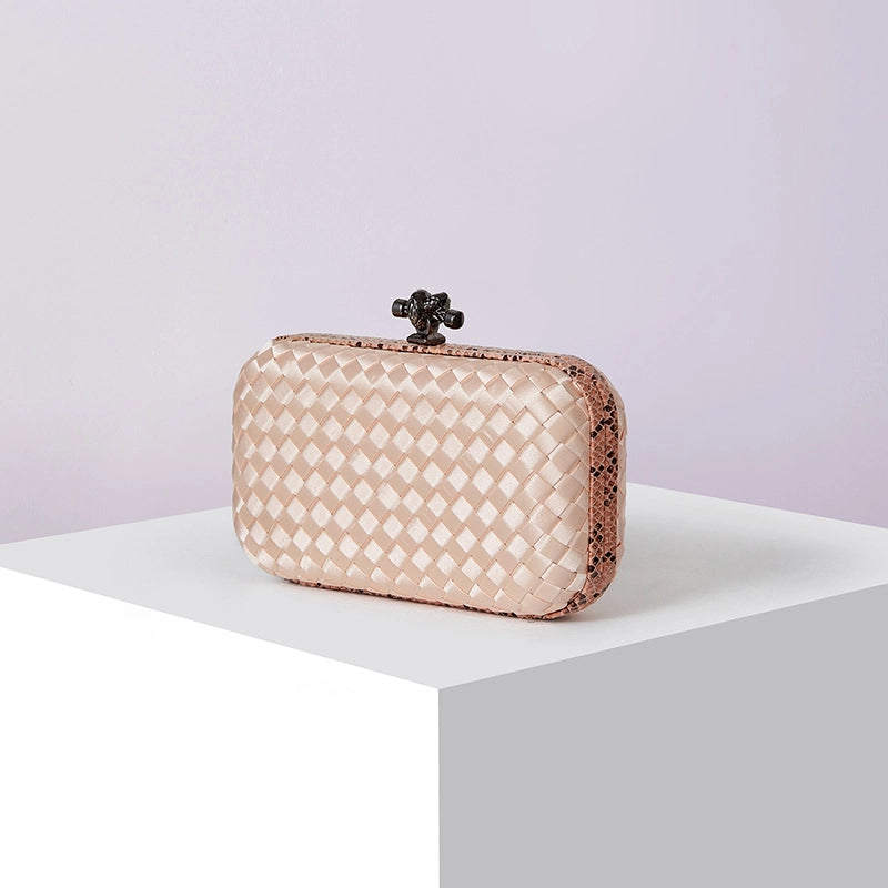 Factory Direct Sales Silk Hand-woven Women's Clutch Crossbody Simple Evening Bag Chain Pouch