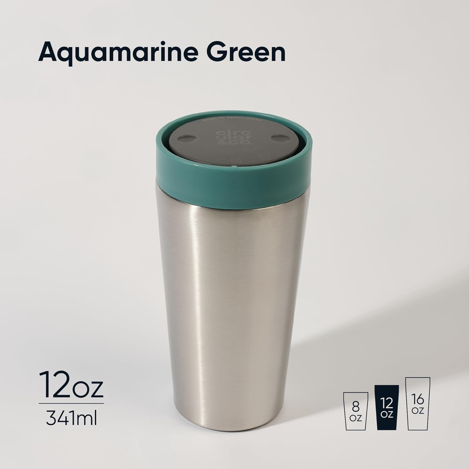 Circular & Co Thermal Stainless Steel Travel Mug - 8oz/227ml - Insulated Reusable Coffee Cup - 100% Leakproof & Lockable - 6 Hours Hot/Cold - Push Top, One Hand Open, 360 Drinking Coffee Tumbler