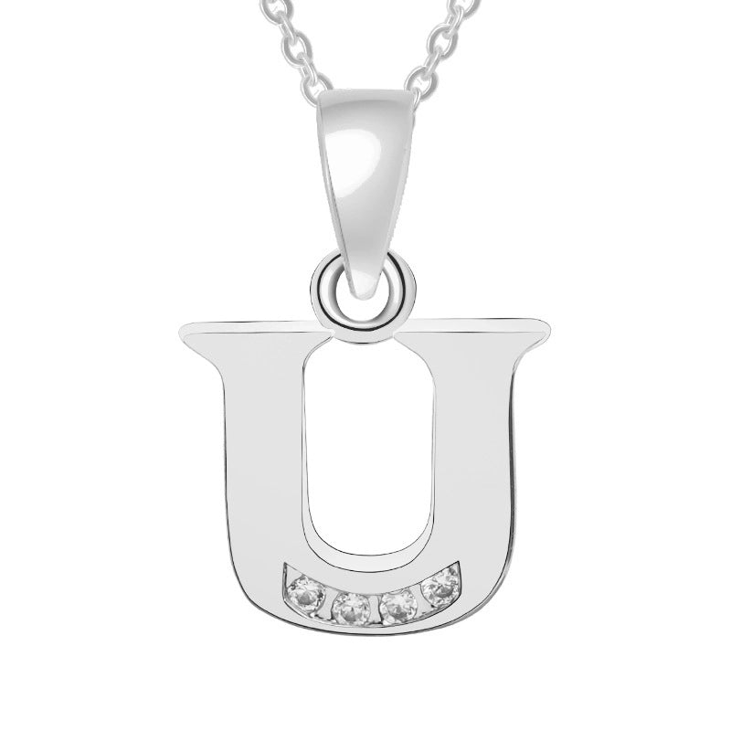 Minimalist Letter Copper Plating Inlay Zircon Pendant Necklace