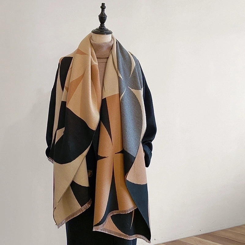 Women's Minimalist Classic Style Color Block Imitation Cashmere Printing Scarf
